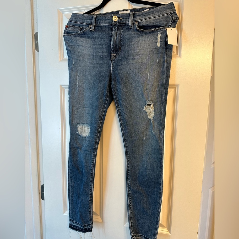 Hudson Stretch Denim Straight Leg Jeans Denim Distressed VEUC 28 6/8